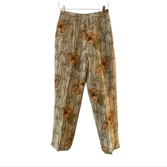 Papell  VTG 100% Silk Beaded Ankle Pants Golden Girls Palm Beach Look Sz 12 - Picture 1 of 16